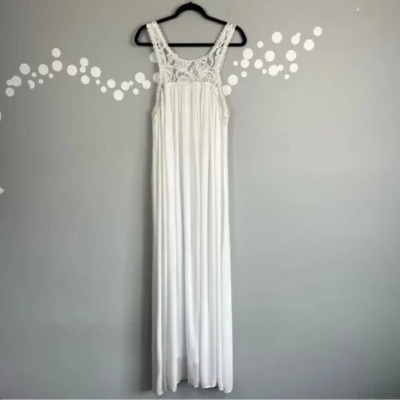 Flying Tomato White Lace Embroidered Maxi Dress Size L Boho Crochet Summer - Picture 1 of 7